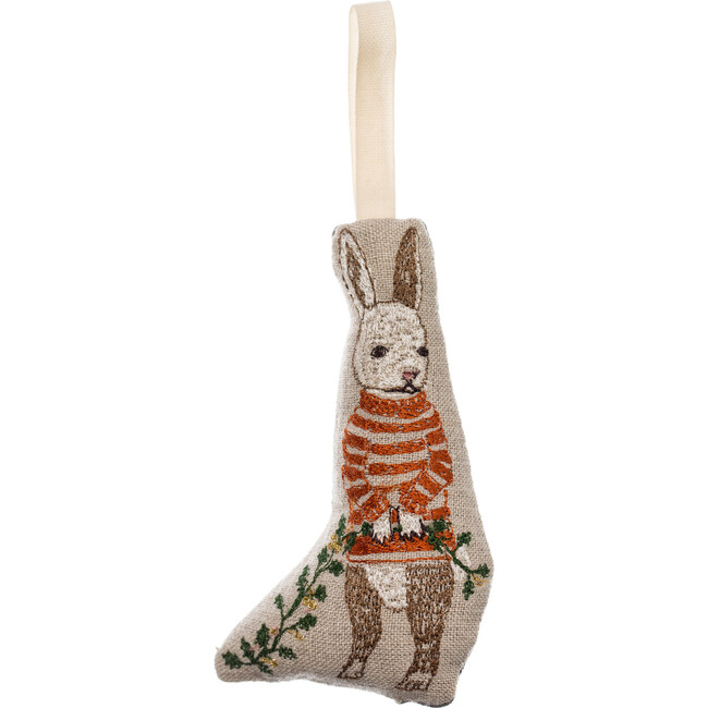 Bunny with Holly Ornament