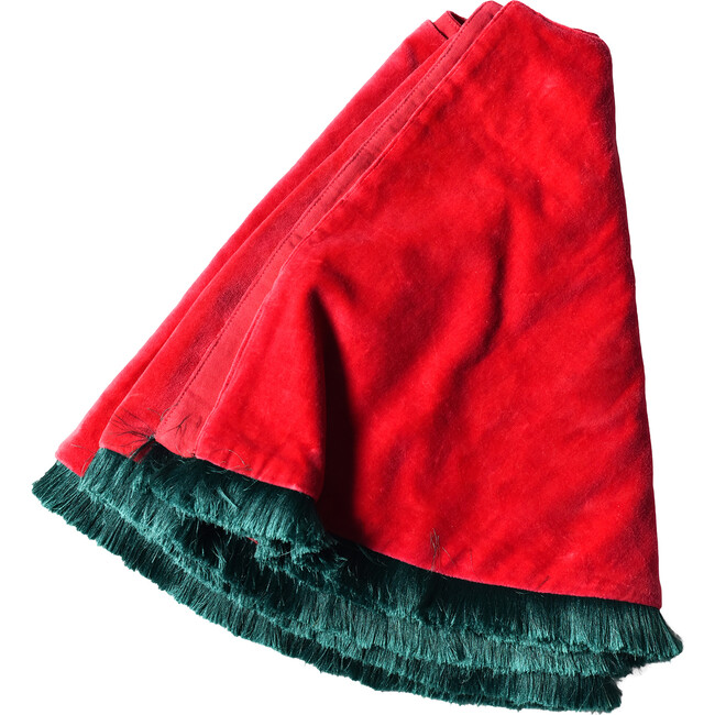 Velvet Tree Skirt With Trim, Red