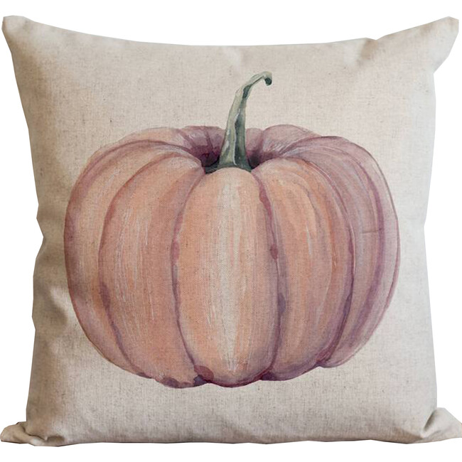 Linen Pillow Cover, Orange Pumpkin - Decorative Pillows - 1
