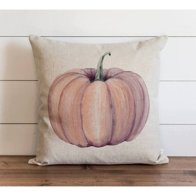 Linen Pillow Cover, Orange Pumpkin - Decorative Pillows - 2