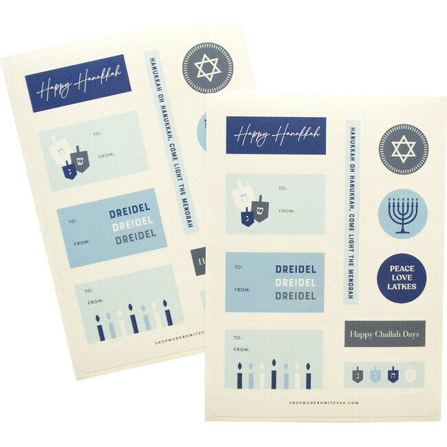 2 Sheets of Hanukkah Gifting Stickers, Blue - Paper Goods - 1