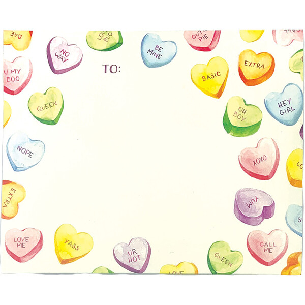 Conversation Hearts Fold Note, Pack of 6 Hester & Cook Valentine's Day