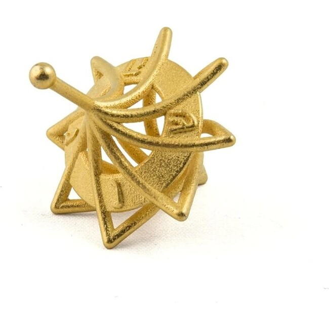 3D-Printed Twisted Caged Dreidel, Gold - Accents - 3