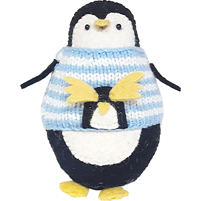 Penguin with Jumper Standing Decor, Black/Light Blue
