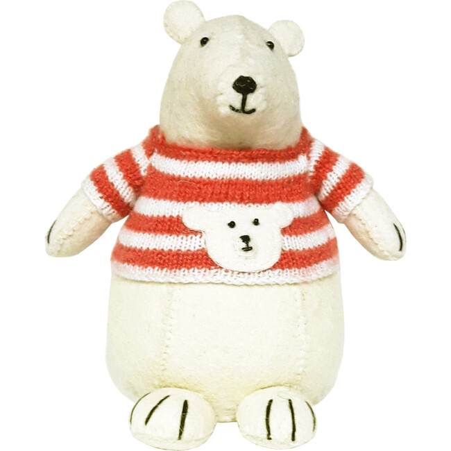 Polar Bear with Jumper Standing Decor, White/Red - Accents - 1
