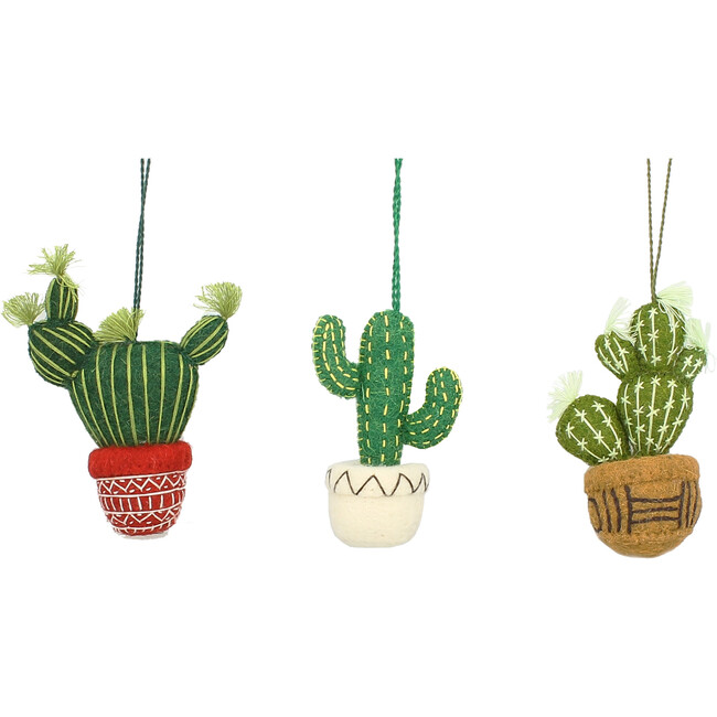 Set of 3 Cactus Ornaments, Multi - Ornaments - 1