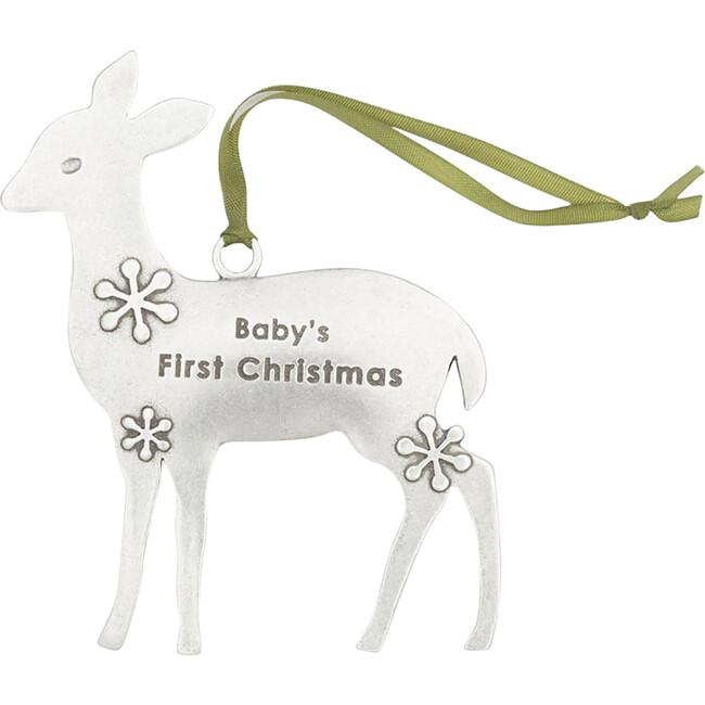 Baby's First Christmas Deer Ornament, Pewter