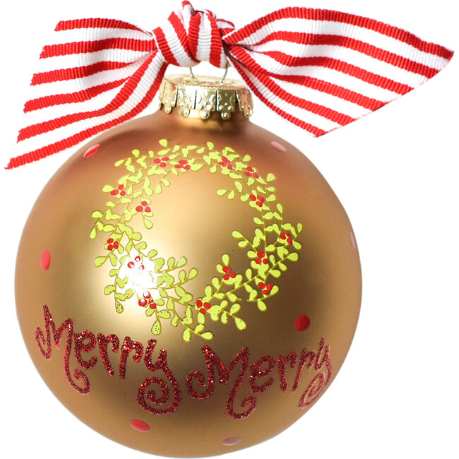 Merry Mery Boxwood Wreath Glass Ornament