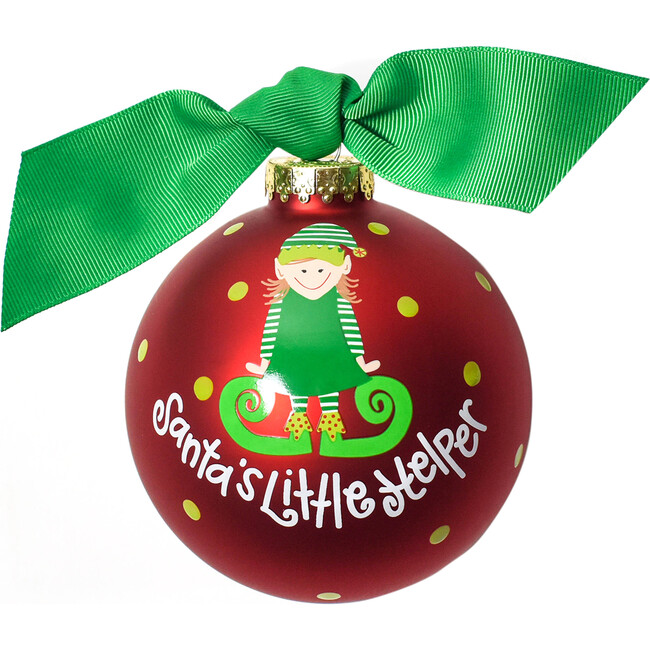 Santa's Little Helper Glass Ornament, Girl - Ornaments - 2