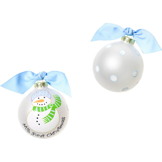 My First Christmas Glass Ornament, Blue Snowman - Ornaments - 1