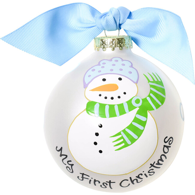 My First Christmas Glass Ornament, Blue Snowman