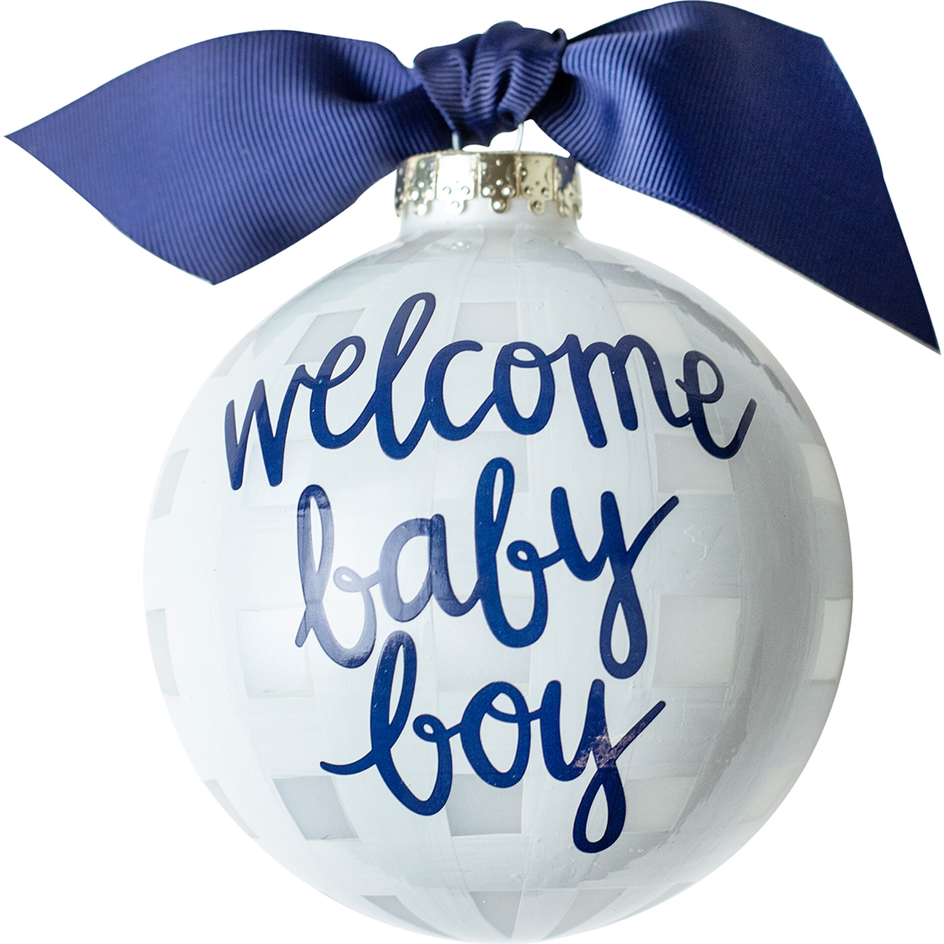 Welcome Baby Boy Gingham Glass Ornament - Ornaments - 1