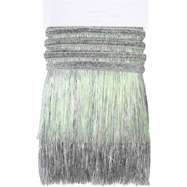 Tinsel Fringed Garlands, Silver/Iridescent