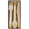 Wooden Cutlery Set, Gold - Tableware - 1 - thumbnail