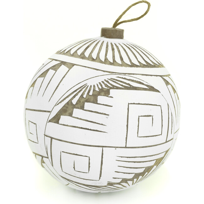 Hand Carved Gourd Ornament, White