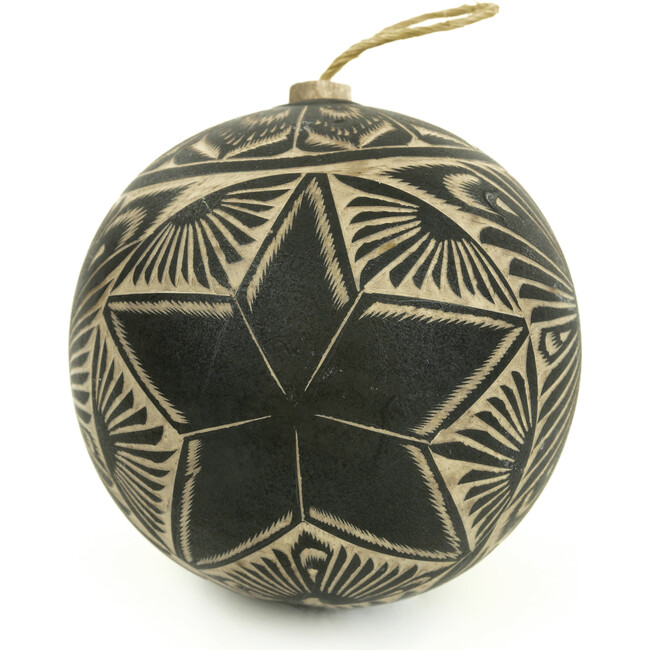 Hand Carved Gourd Ornament, Black
