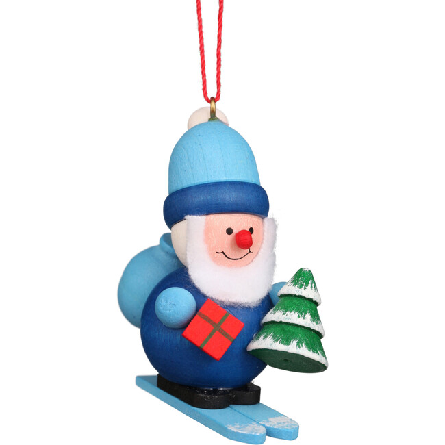 Santa on Sled Ornament, Blue