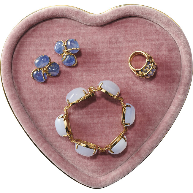 Valentina Velvet Heart Tray, Dusty Rose - Accents - 2