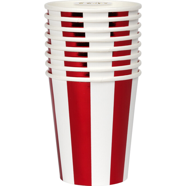 Shiny Red Stripe Cups - Party - 2