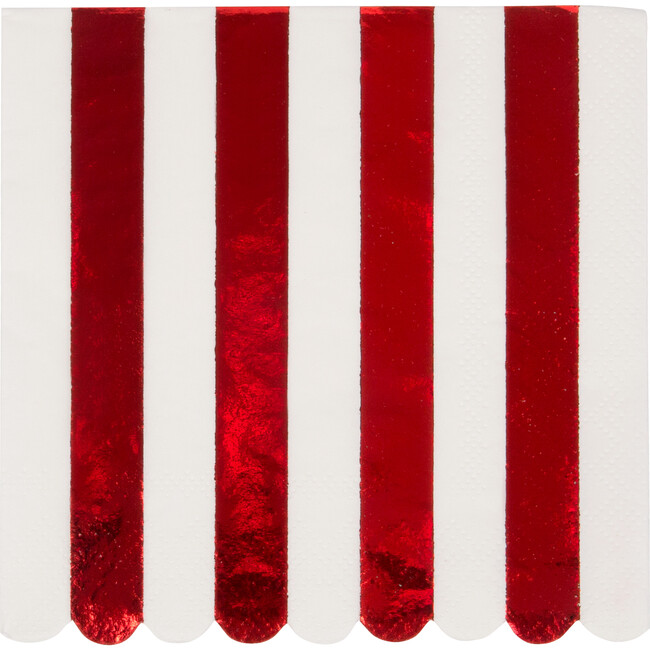 Shiny Red Stripe Napkins, Small - Party - 1