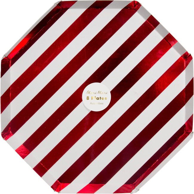 Shiny Red Stripe Dinner Plates - Party - 2