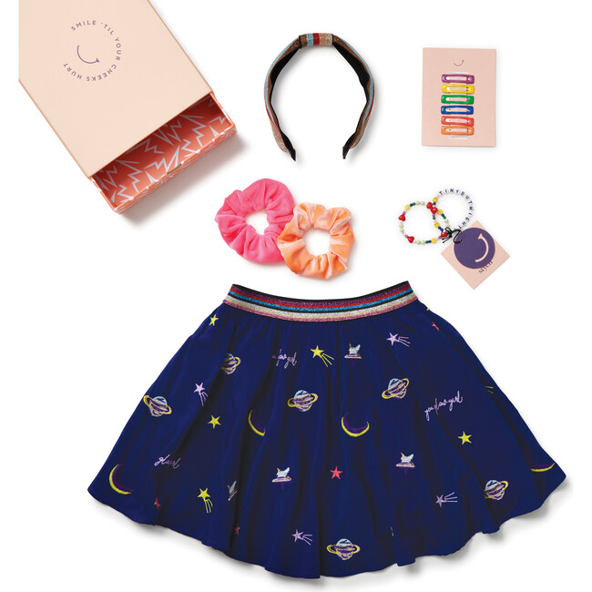 Glow Girl Embroidered Skirt Gift Box, Navy - Mixed Gift Set - 1 - zoom