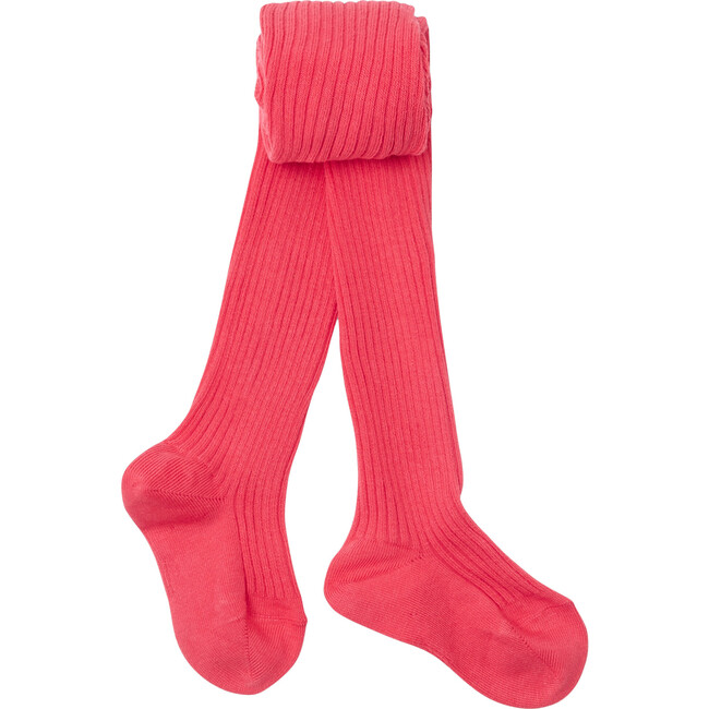 Toddler Ribbed Tights, Fuchsia - Tights - 1