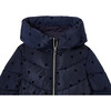 Puffer Polka Dots & Hearts Jacket, Navy Blue - Jackets - 2