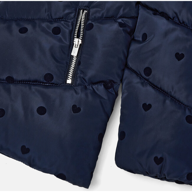 Puffer Polka Dots & Hearts Jacket, Navy Blue - Jackets - 3