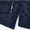Puffer Polka Dots & Hearts Jacket, Navy Blue - Jackets - 3