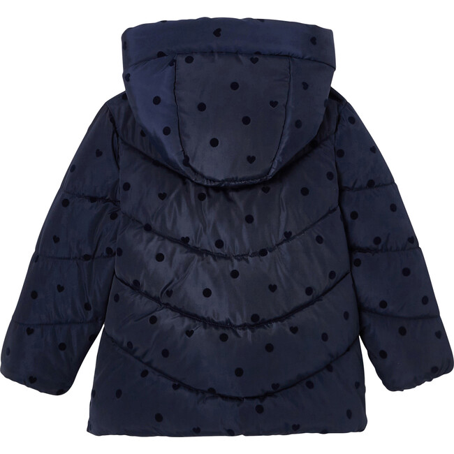 Puffer Polka Dots & Hearts Jacket, Navy Blue - Jackets - 4