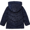 Puffer Polka Dots & Hearts Jacket, Navy Blue - Jackets - 4