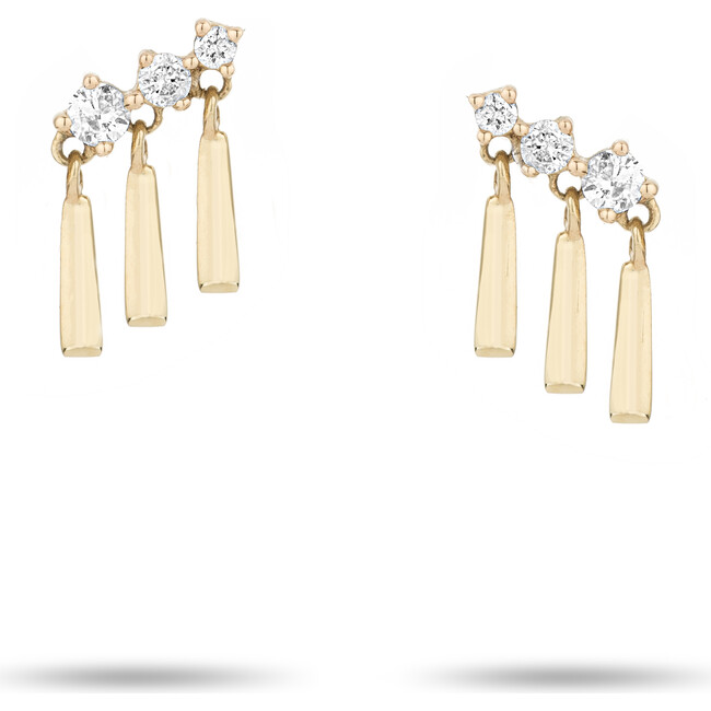 3 Diamond Fringe Posts - Earrings - 1