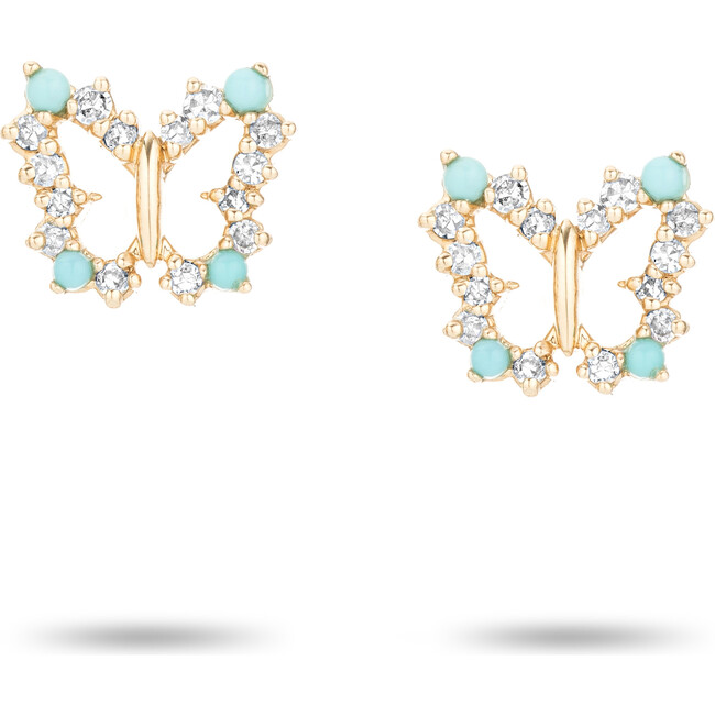 Turquoise and Diamond Butterfly Earrings