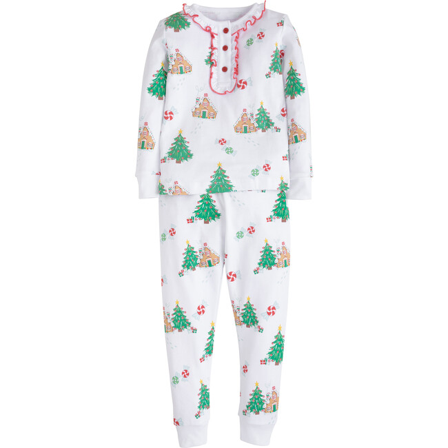 Ruffled Printed Jammies, Gingerbread - Pajamas - 1