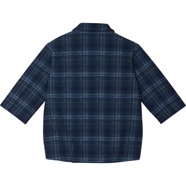 Oversized Plaid Coat, Navy - Jackets - 2