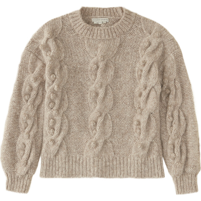 Alpaca Pom Pom Sweater, Oatmeal - Sweaters - 1