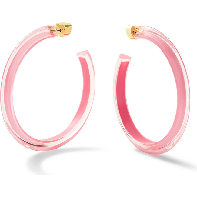 Women's Medium Jelly Hoops, Flamingo - Earrings - 1