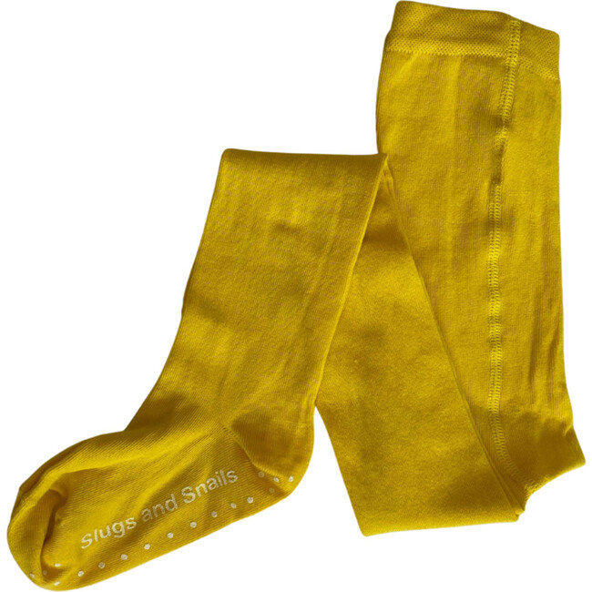 Footed Cotton Tights, Sunflower Yellow