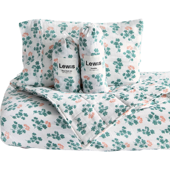 Geranium Baby Bedding Set, Spruce