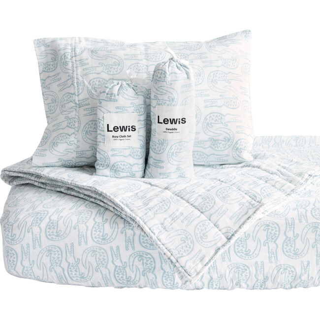 Alligator Baby Bedding Set, Bay Blue