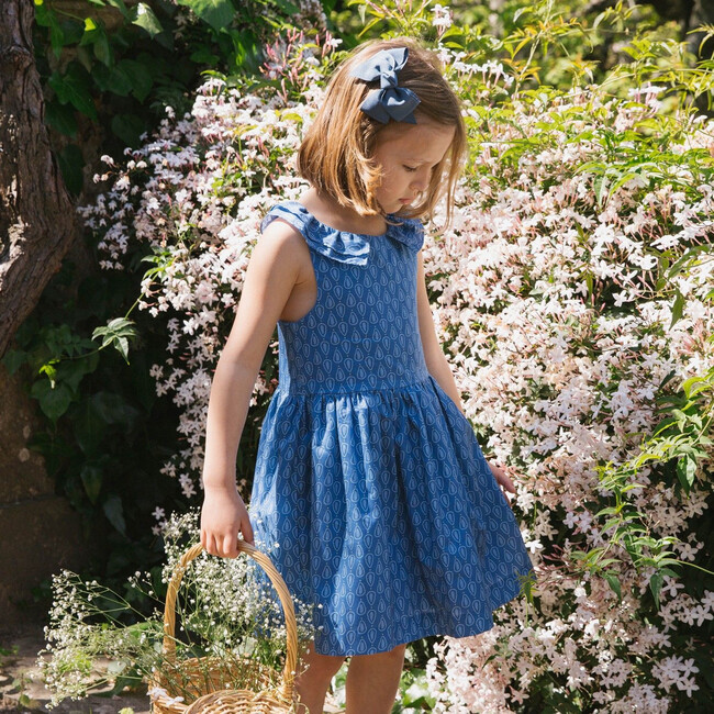 Ruffle Dress, Blue Pattern - Dresses - 2