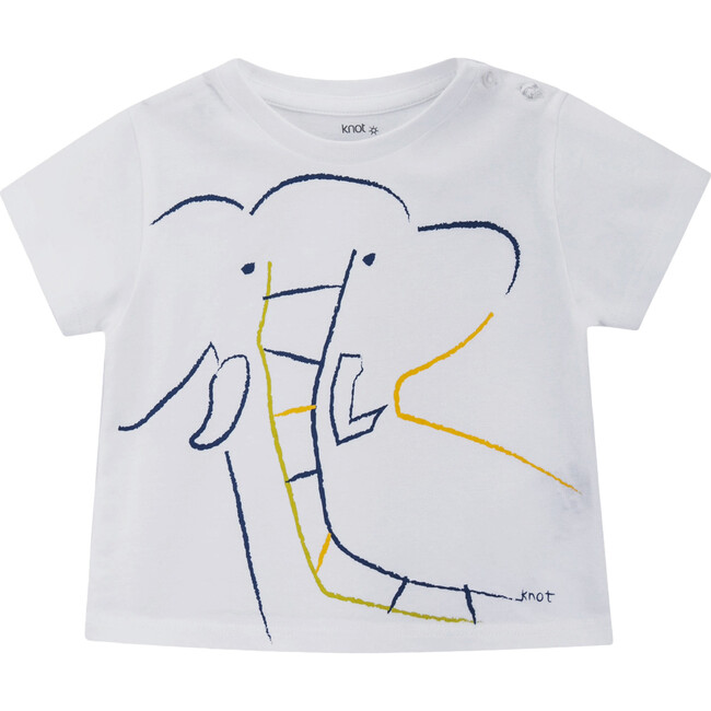 Elephant T-shirt, White - Tees - 1