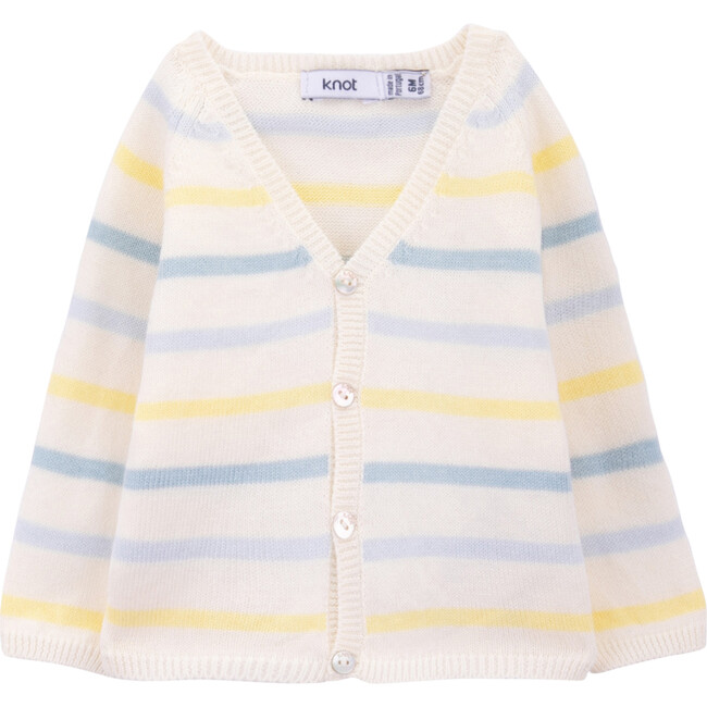 Dahila Cardigan, Blue & Yellow Stripes - Cardigans - 1