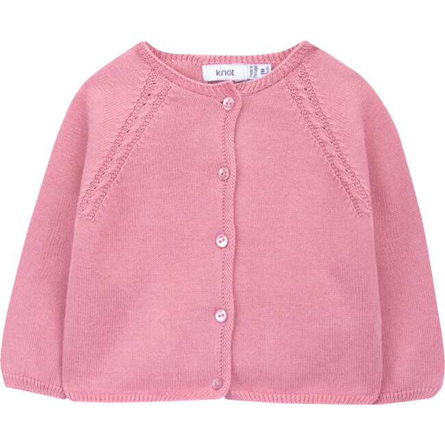 Basic Knitted Cardigan, Rose Blush - Cardigans - 1