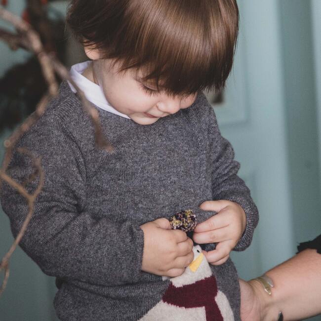 Meet Kevin Baby Knitted Sweater, Cloudburst Grey - Sweaters - 2