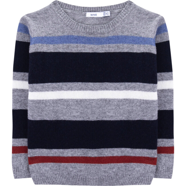 Bery Wool Sweater, Grey & Red Stripes