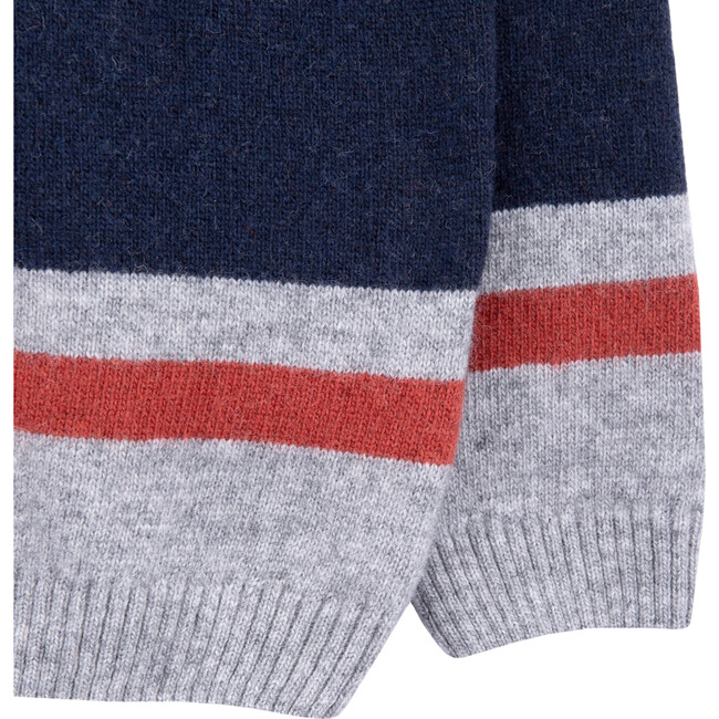 Bery Wool Sweater, Grey & Red Stripes