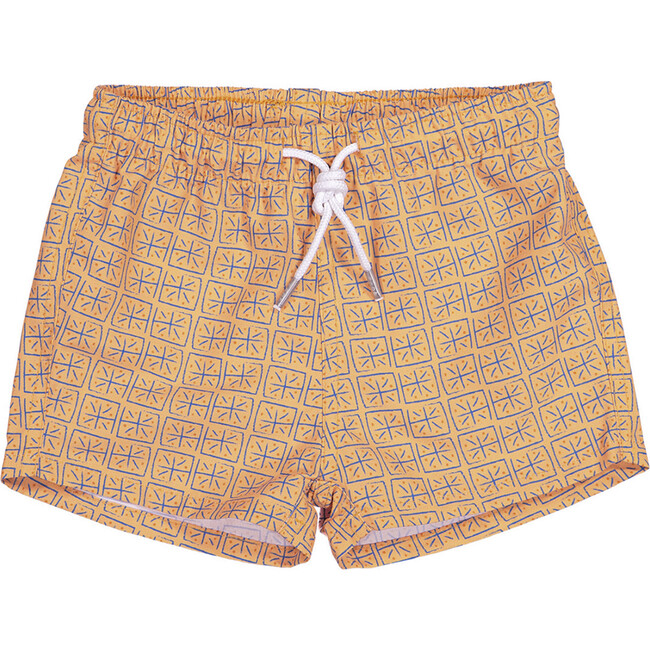 Batik Squares Swim Shorts, Orange - Shorts - 1