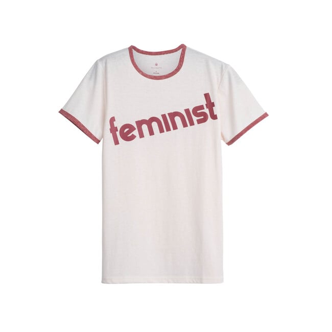 Feminist Women's Ringer Tee, Cream - Tees - 1